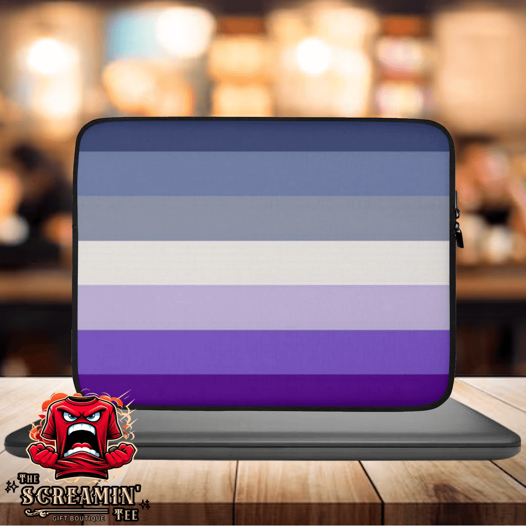 Butch Lesbian Pride Laptop Sleeve featuring a stylish color gradient design on a sleek laptop sleeve.