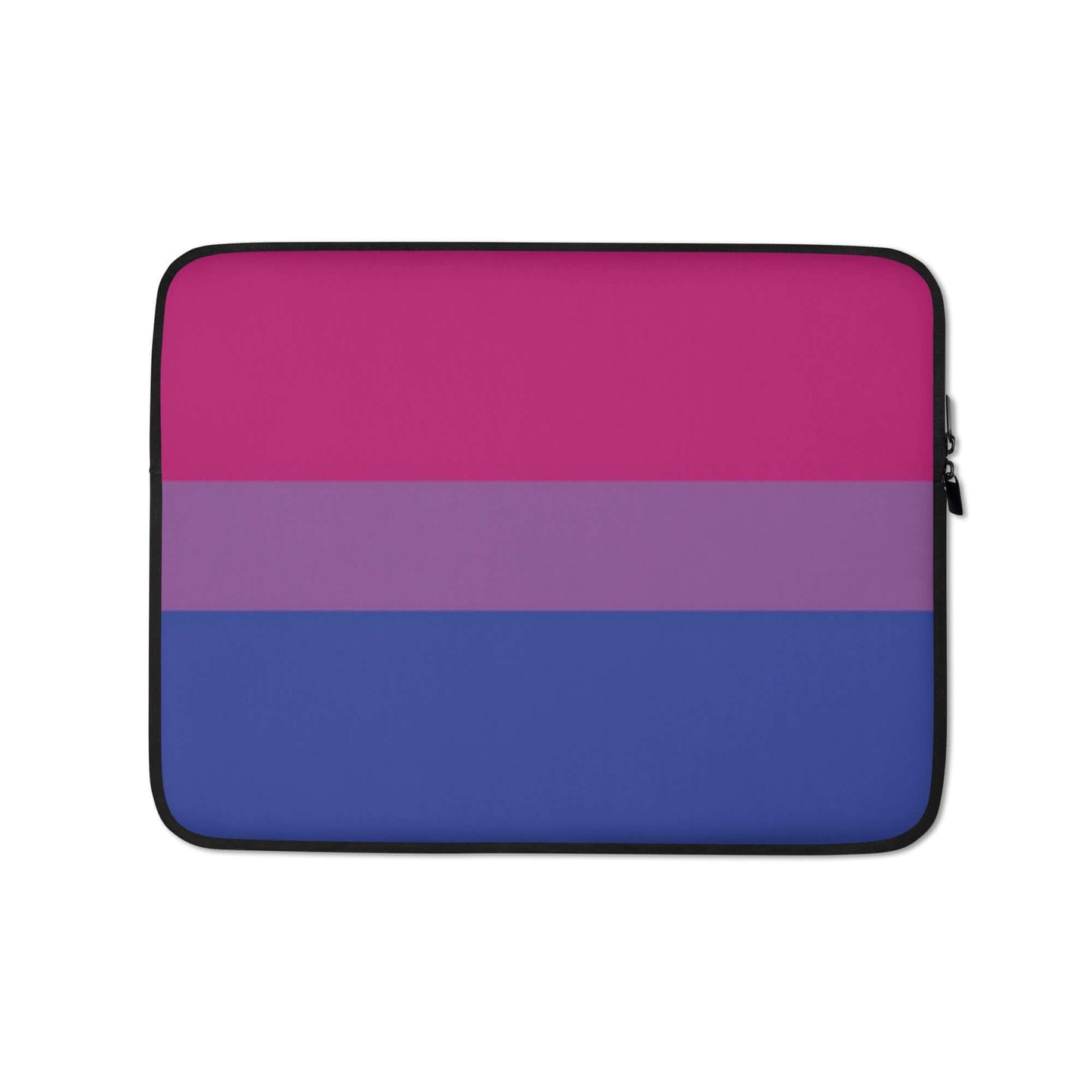 Bisexual Pride Laptop Sleeve with bold pink, purple, and blue stripes, designed for style and protection.