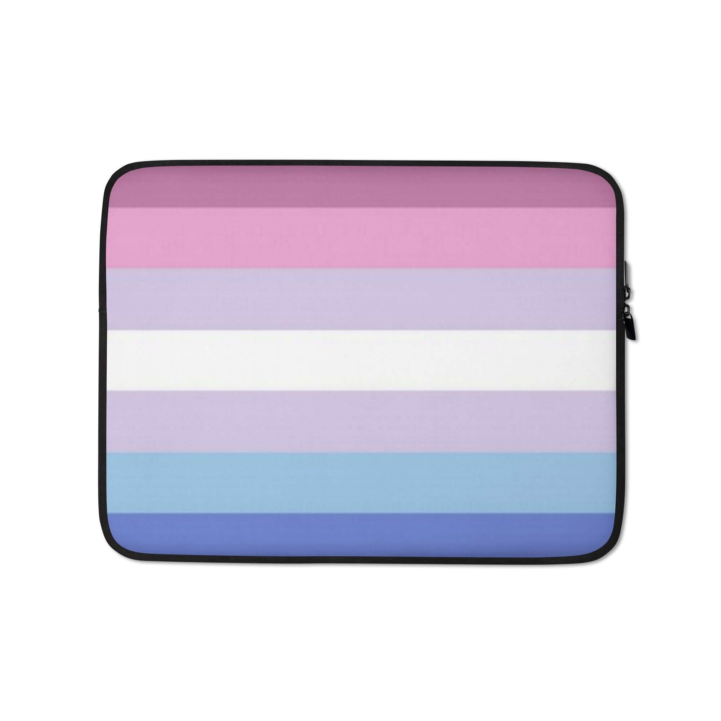Bigender Pride Laptop Sleeve with vibrant striped design in shades of pink, purple, and blue.
