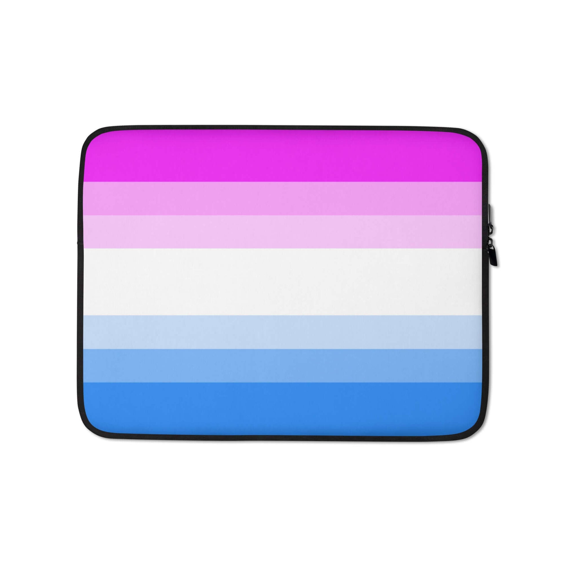 Bi-Curious Pride Laptop Sleeve with a vibrant gradient design in pink, white, and blue hues.