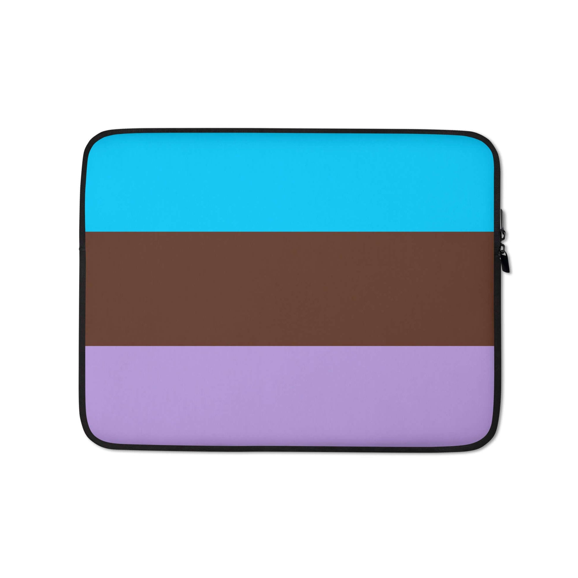 Androsexual Pride Laptop Sleeve with blue, brown, and purple stripes for stylish laptop protection.