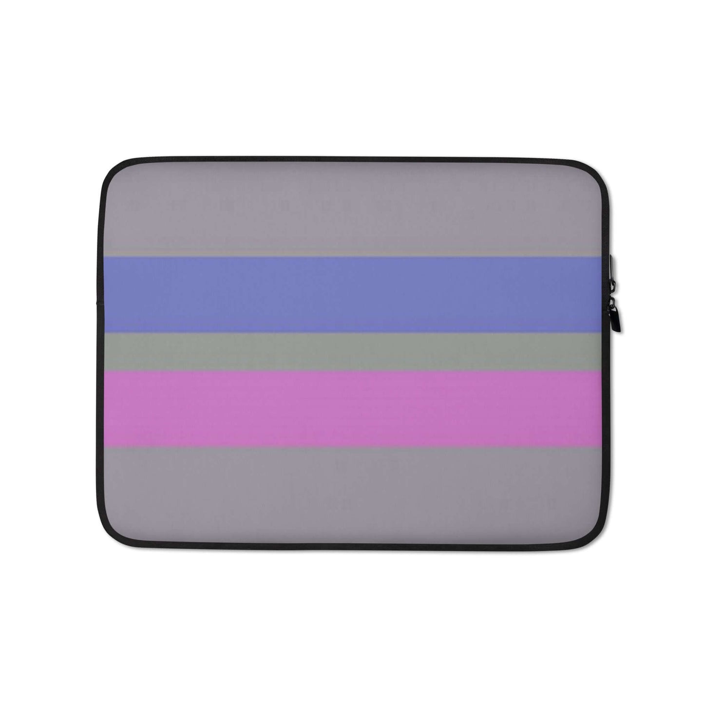 Androgynous Pride Laptop Sleeve featuring a stylish striped design in shades of blue, gray, and pink.