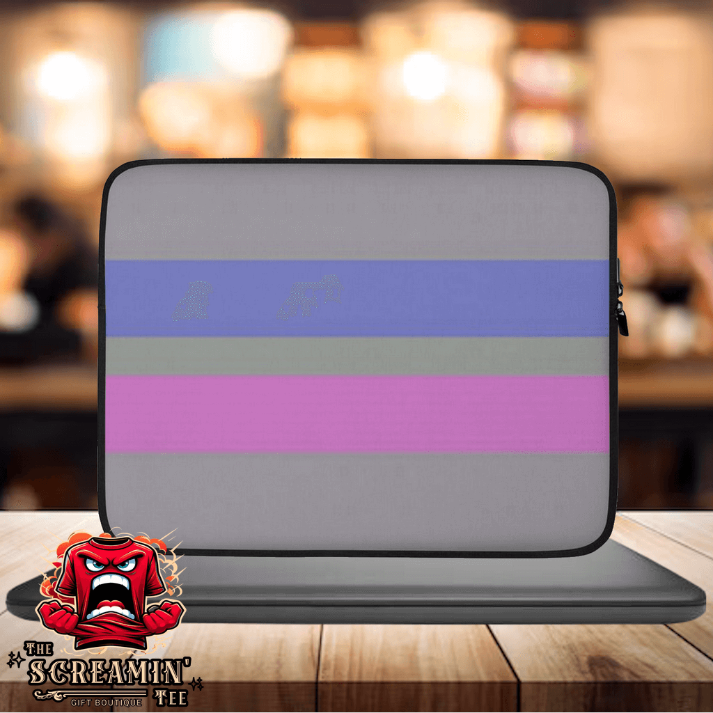 Androgynous Pride Laptop Sleeve with colorful stripes, showcasing style and protection for your laptop.