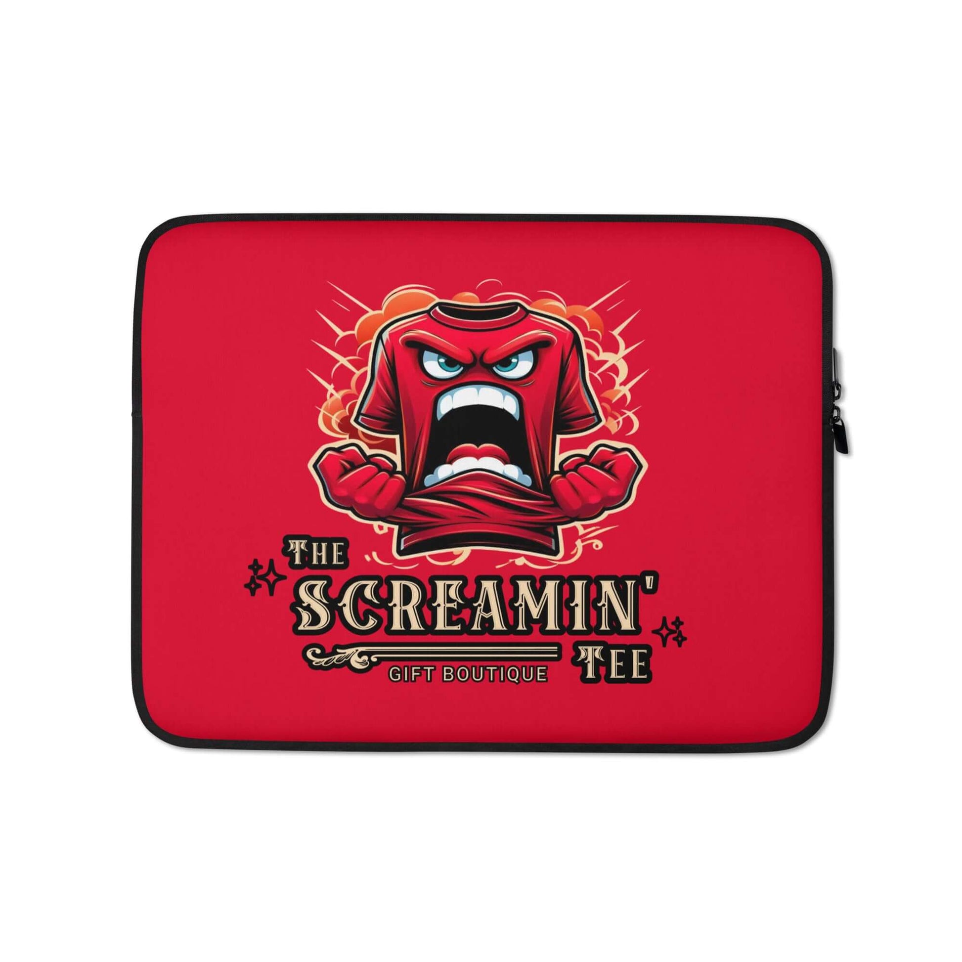 The Logo Laptop Sleeve | Ruby featuring a bold design with a stylish graphic on a red background.