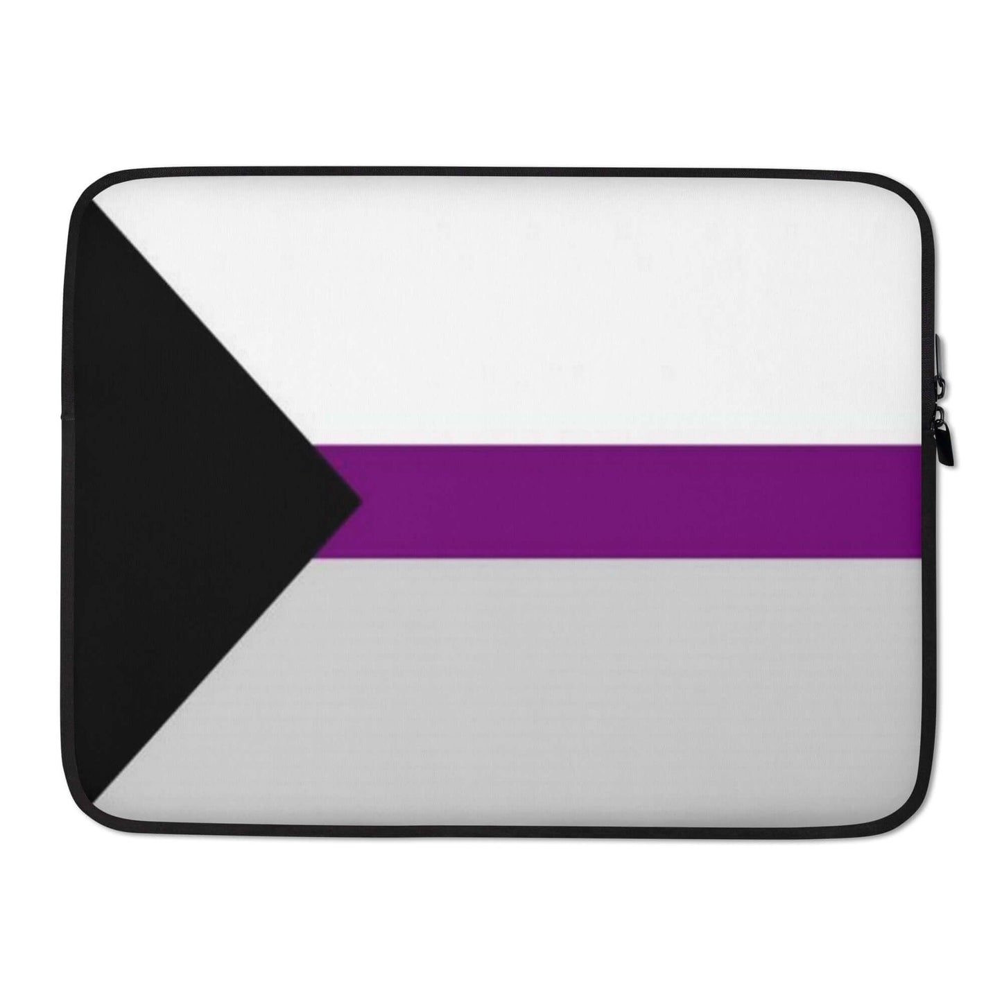 Demisexual Pride Laptop Sleeve featuring the demisexual flag design with black, gray, white, and purple colors.