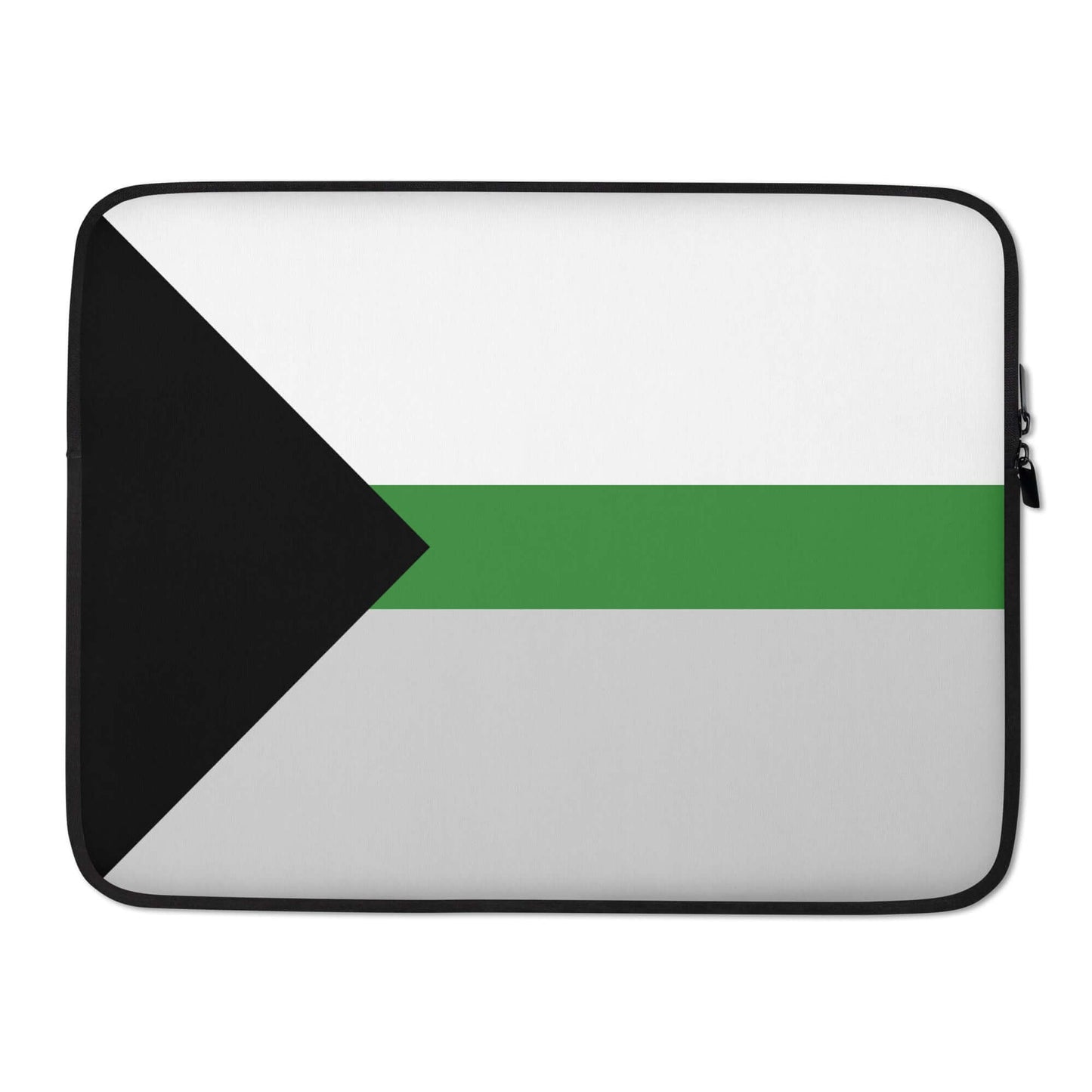 Demiromantic Pride Laptop Sleeve featuring a black, green, and white design for stylish laptop protection.