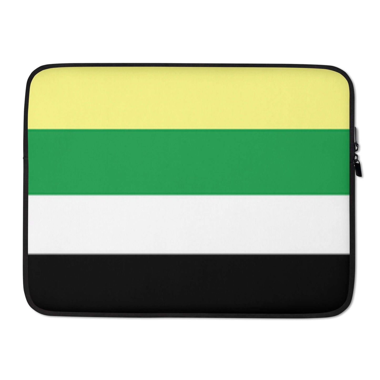 Ceterosexual Pride Laptop Sleeve showing a vibrant design with yellow, green, white, and black stripes.