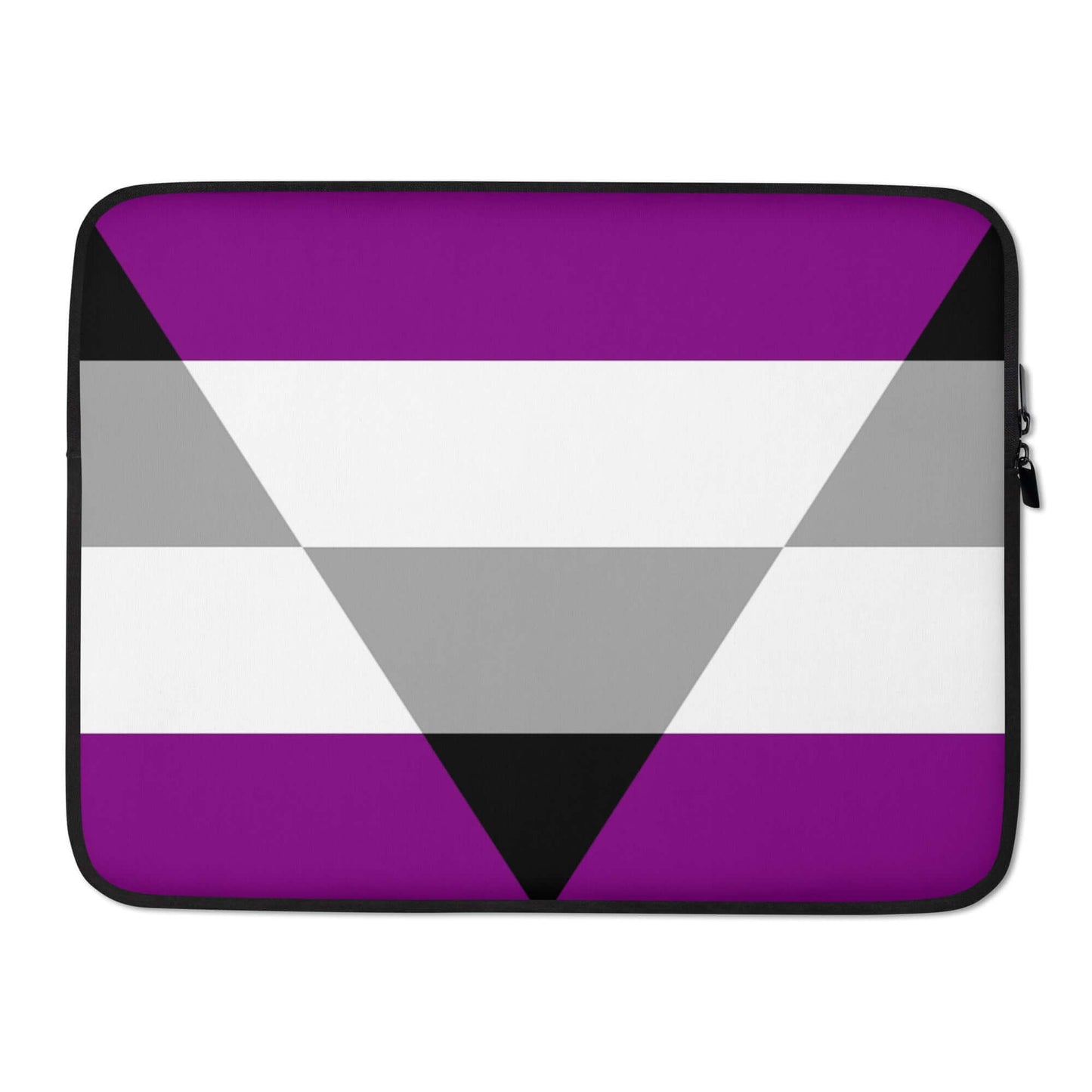 Aegosexual Pride Laptop Sleeve featuring a vibrant purple, gray, and black design for stylish protection.