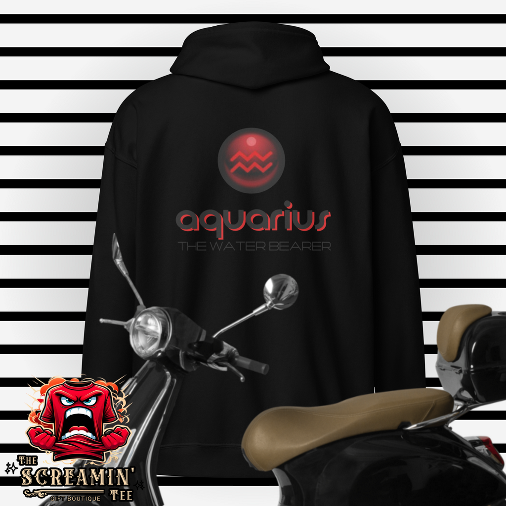 CABOCHON ZODIAC UNISEX ZIP HOODIE - AQUARIUS - The Screamin' Tee