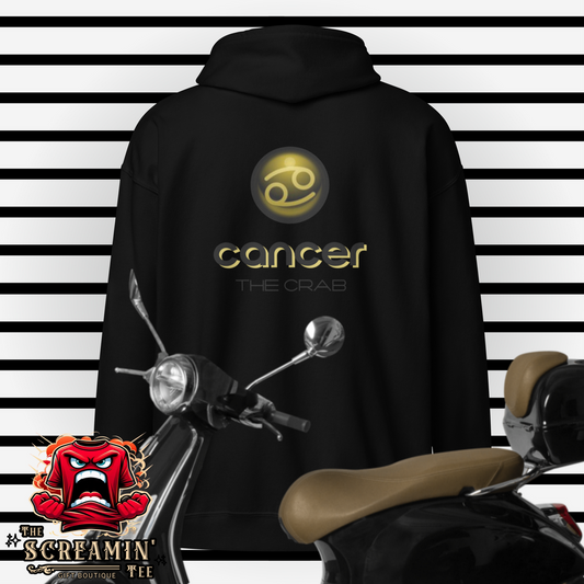 CABOCHON ZODIAC UNISEX ZIP HOODIE - CANCER - The Screamin' Tee