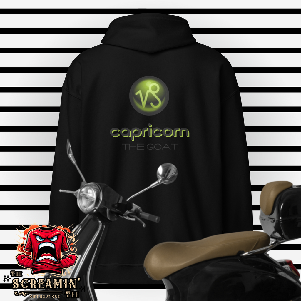 CABOCHON ZODIAC UNISEX ZIP HOODIE - CAPRICORN - The Screamin' Tee