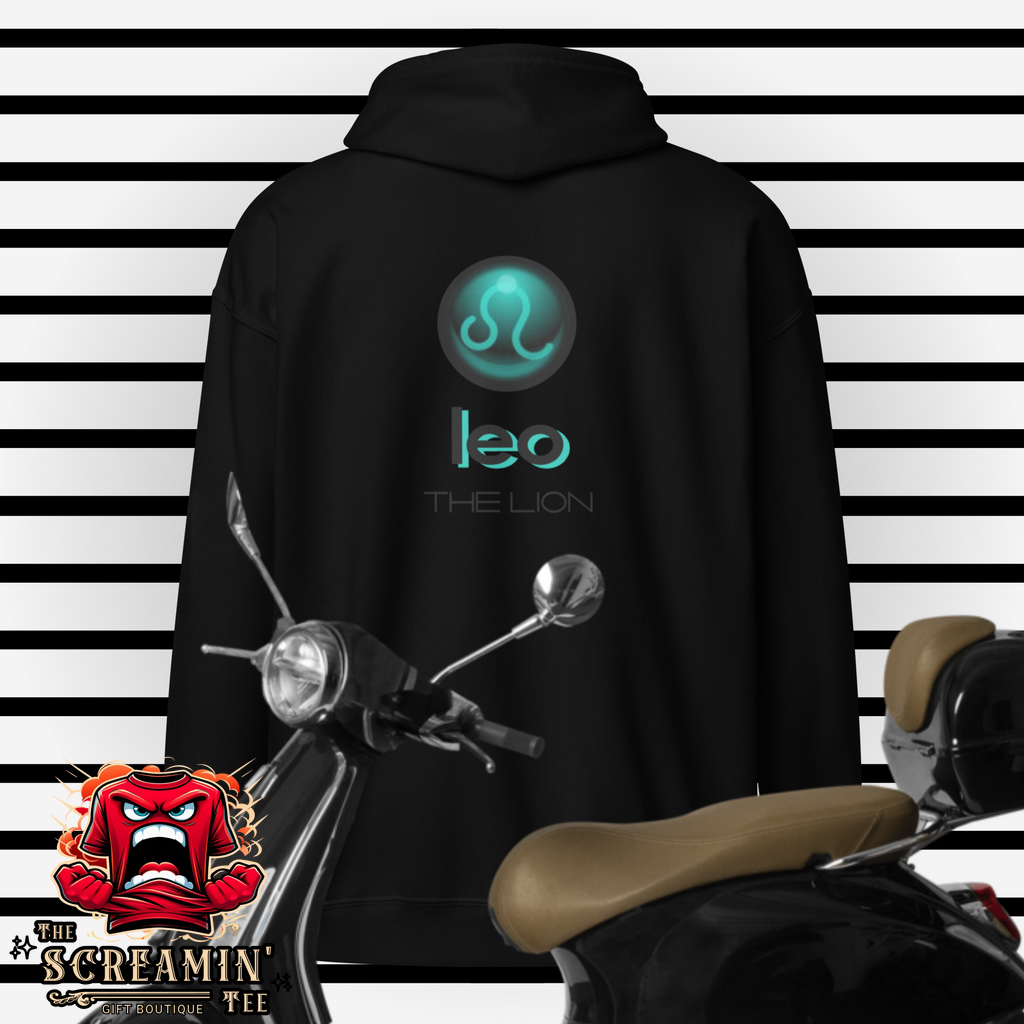 CABOCHON ZODIAC UNISEX ZIP HOODIE - LEO - The Screamin' Tee