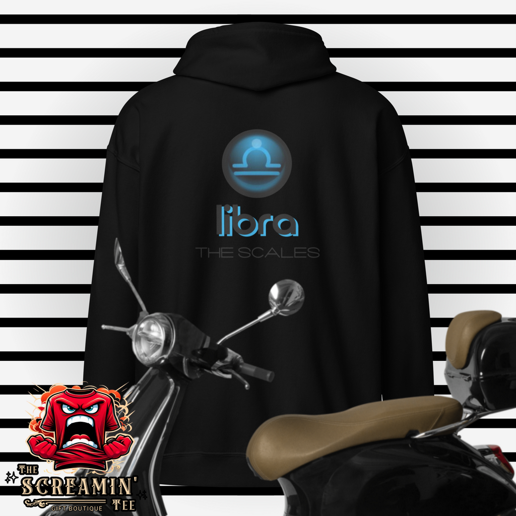 CABOCHON ZODIAC UNISEX ZIP HOODIE - LIBRA - The Screamin' Tee