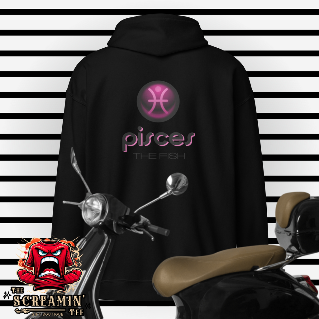 CABOCHON ZODIAC UNISEX ZIP HOODIE - PISCES - The Screamin' Tee