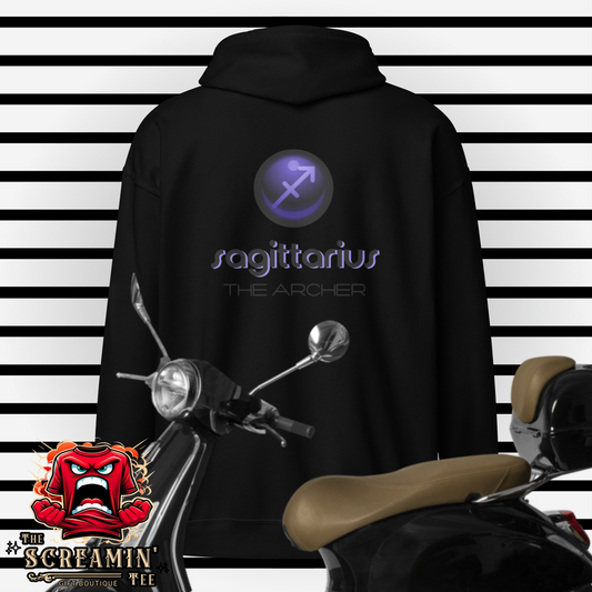 CABOCHON ZODIAC UNISEX ZIP HOODIE - SAGITTARIUS - The Screamin' Tee