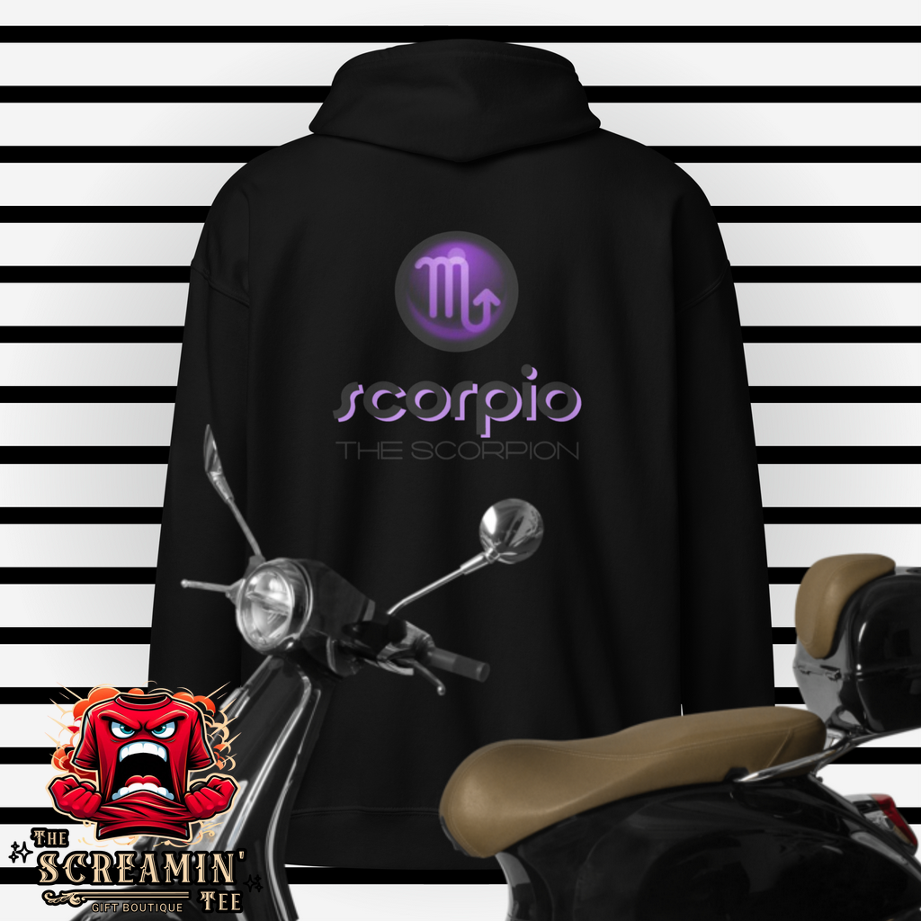 CABOCHON ZODIAC UNISEX ZIP HOODIE - SCORPIO - The Screamin' Tee