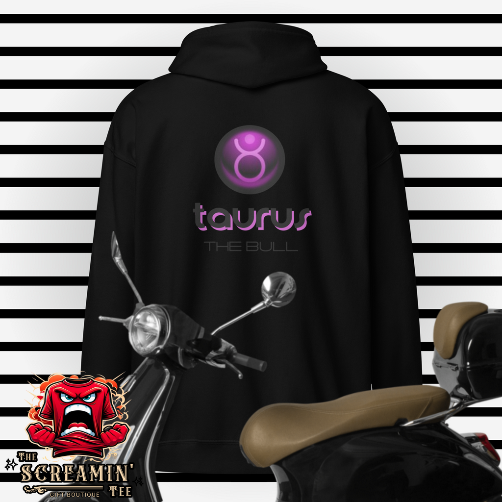 CABOCHON ZODIAC UNISEX ZIP HOODIE - TAURUS - The Screamin' Tee