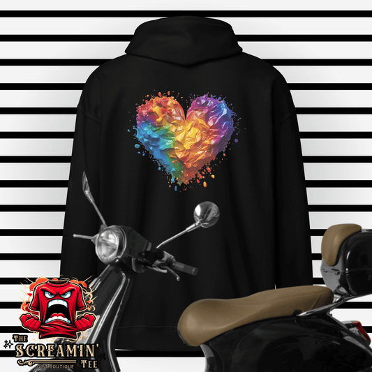 Acrylic Heart Zip Hoodie