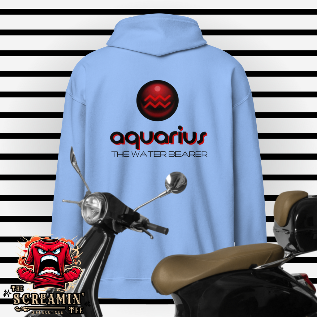 CABOCHON ZODIAC UNISEX ZIP HOODIE - AQUARIUS - The Screamin' Tee