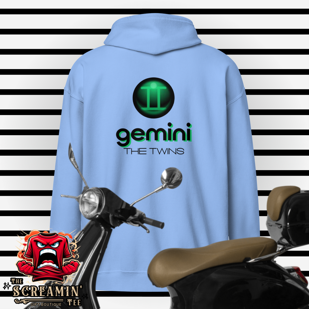 CABOCHON ZODIAC UNISEX ZIP HOODIE - GEMINI - The Screamin' Tee