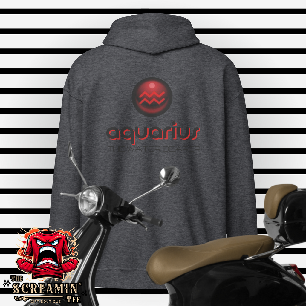 CABOCHON ZODIAC UNISEX ZIP HOODIE - AQUARIUS - The Screamin' Tee