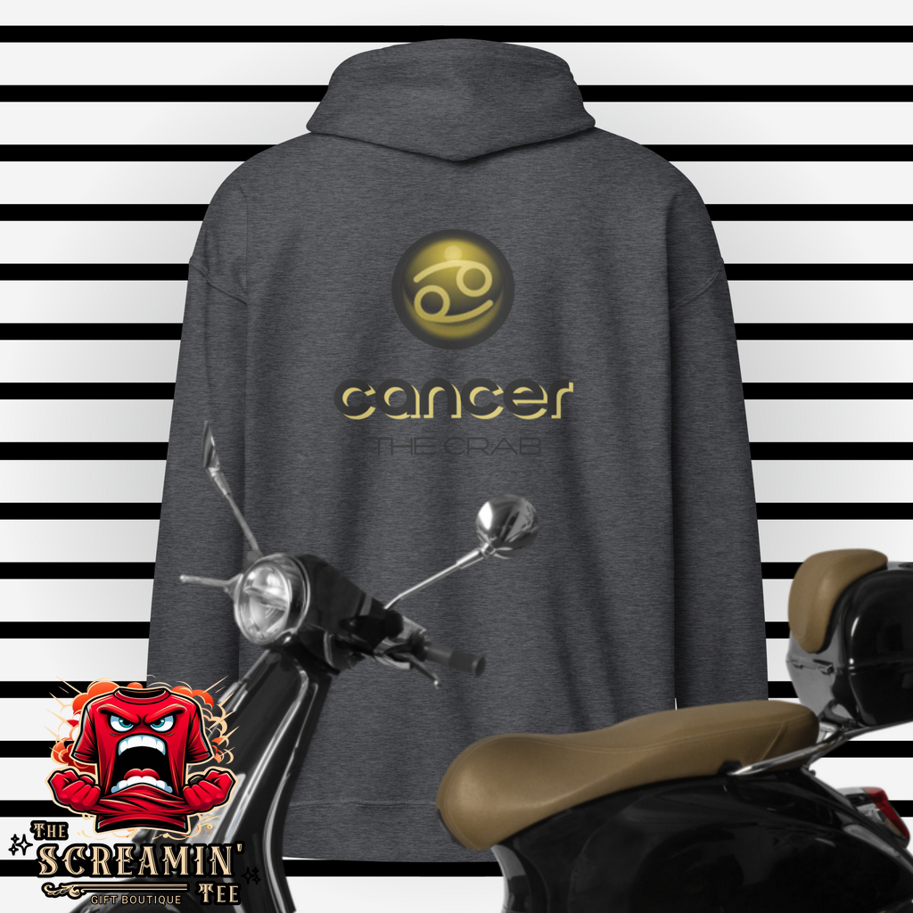 CABOCHON ZODIAC UNISEX ZIP HOODIE - CANCER - The Screamin' Tee