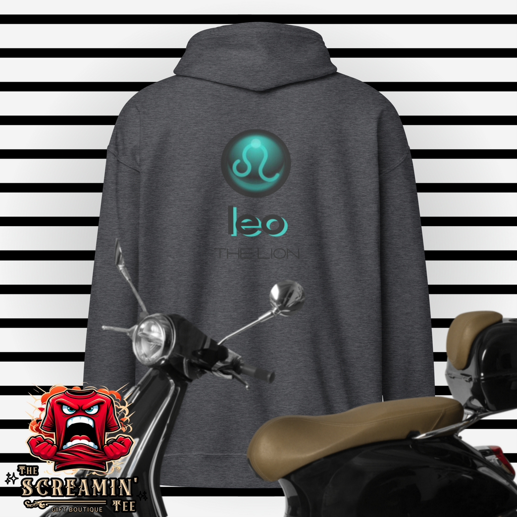 CABOCHON ZODIAC UNISEX ZIP HOODIE - LEO - The Screamin' Tee