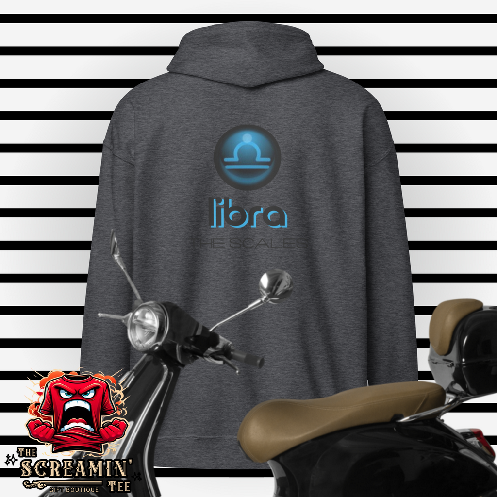 CABOCHON ZODIAC UNISEX ZIP HOODIE - LIBRA - The Screamin' Tee