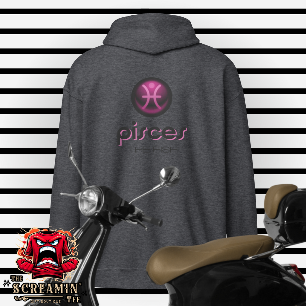 CABOCHON ZODIAC UNISEX ZIP HOODIE - PISCES - The Screamin' Tee