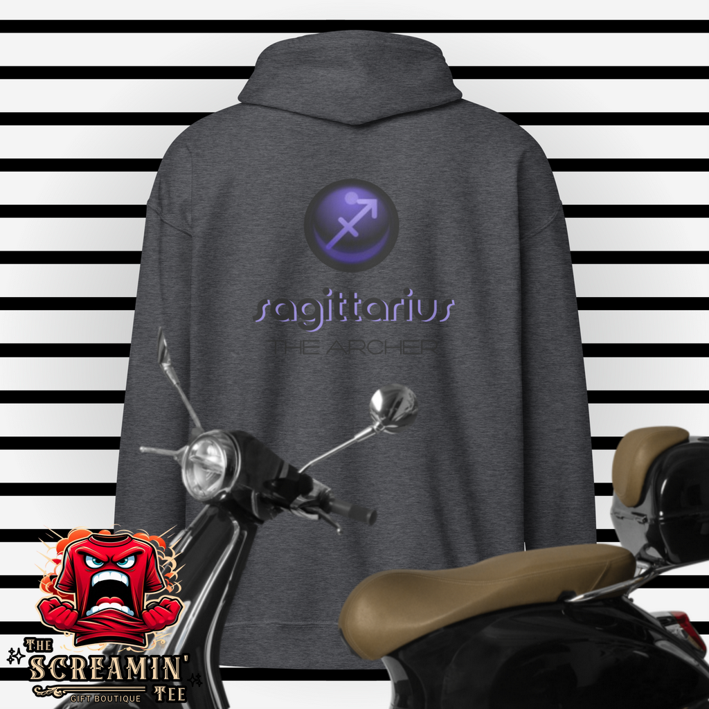 CABOCHON ZODIAC UNISEX ZIP HOODIE - SAGITTARIUS - The Screamin' Tee