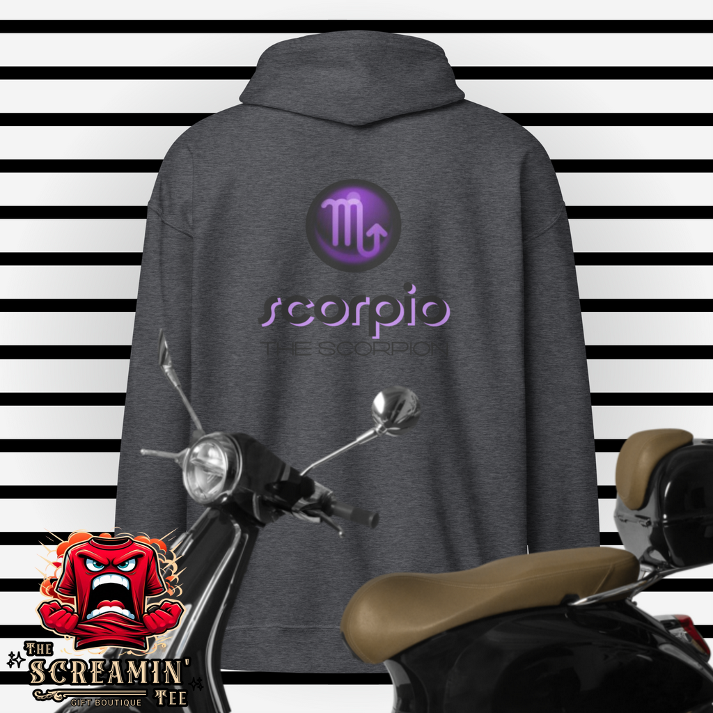 CABOCHON ZODIAC UNISEX ZIP HOODIE - SCORPIO - The Screamin' Tee