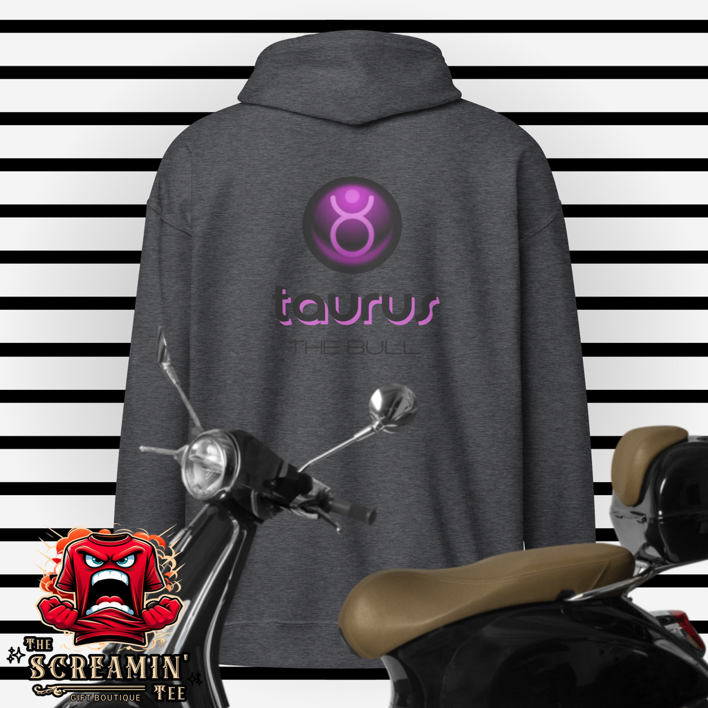 CABOCHON ZODIAC UNISEX ZIP HOODIE - TAURUS - The Screamin' Tee