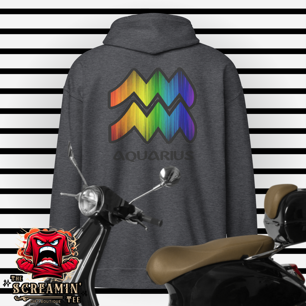 LGBTQ ZODIAC UNISEX ZIP HOODIE - AQUARIUS - The Screamin' Tee