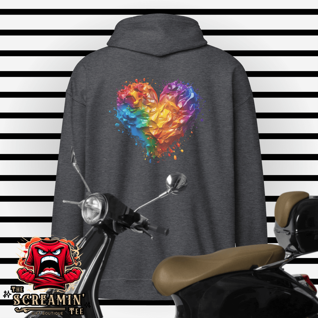 Acrylic Heart Zip Hoodie