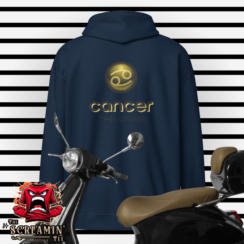 CABOCHON ZODIAC UNISEX ZIP HOODIE - CANCER - The Screamin' Tee