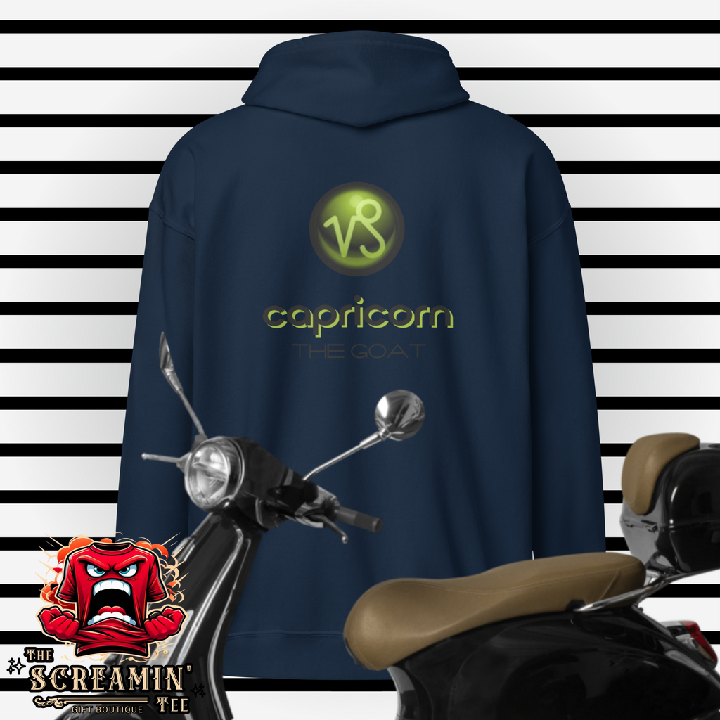 CABOCHON ZODIAC UNISEX ZIP HOODIE - CAPRICORN - The Screamin' Tee