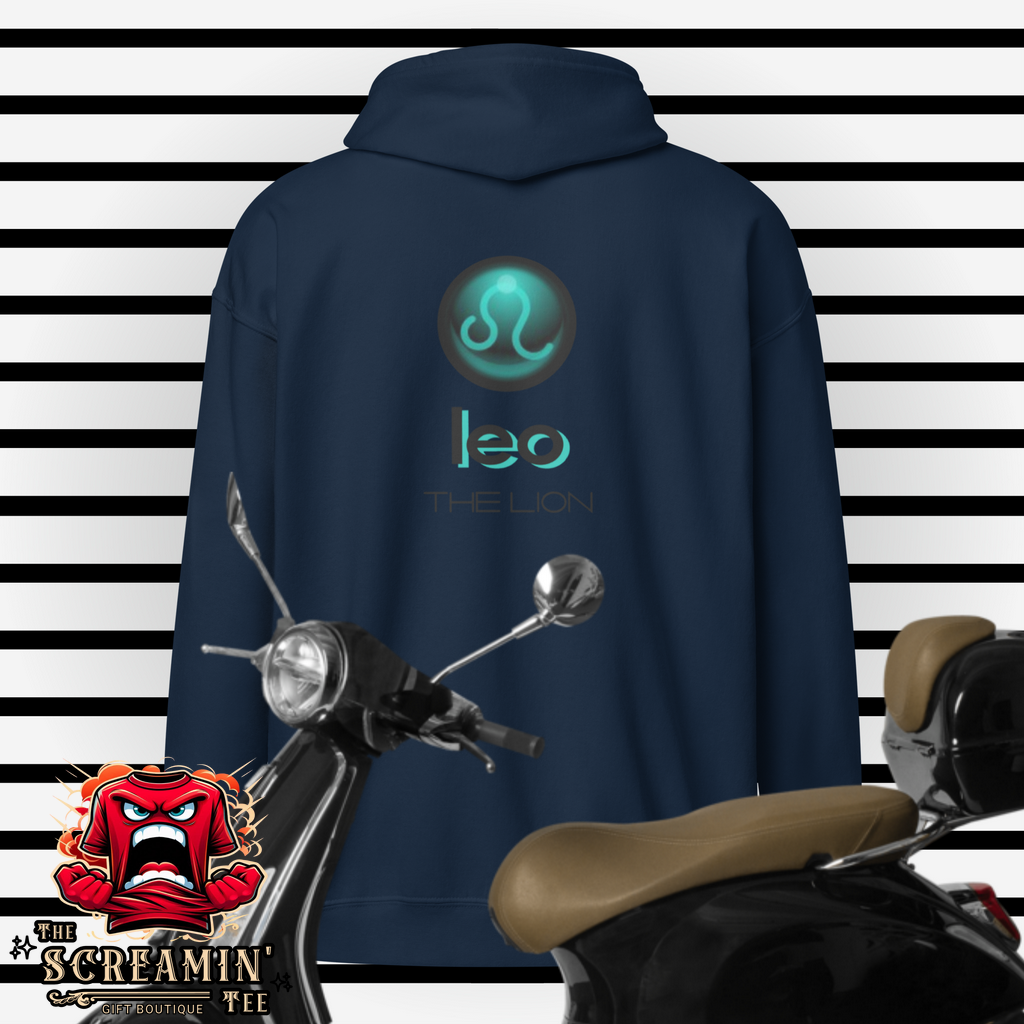 CABOCHON ZODIAC UNISEX ZIP HOODIE - LEO - The Screamin' Tee