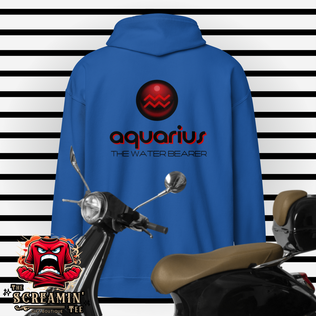 CABOCHON ZODIAC UNISEX ZIP HOODIE - AQUARIUS - The Screamin' Tee