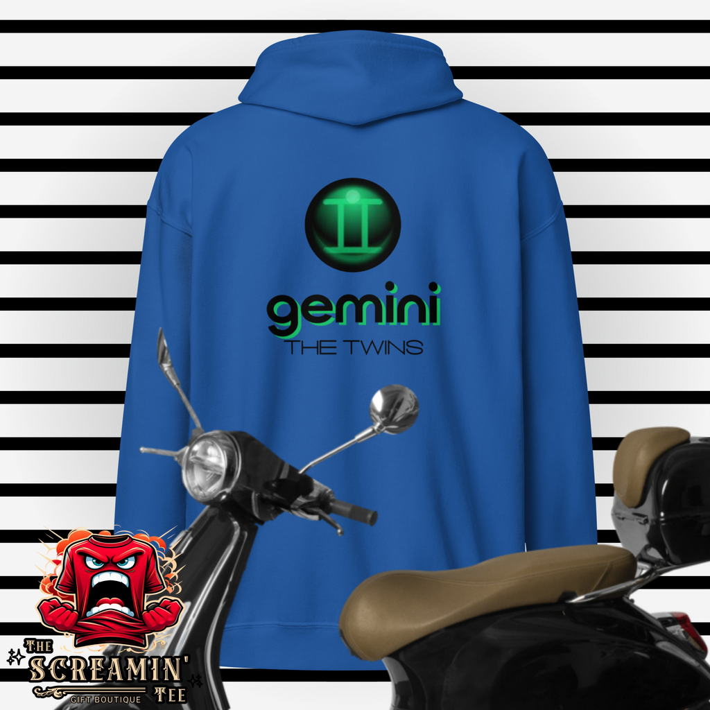 CABOCHON ZODIAC UNISEX ZIP HOODIE - GEMINI - The Screamin' Tee