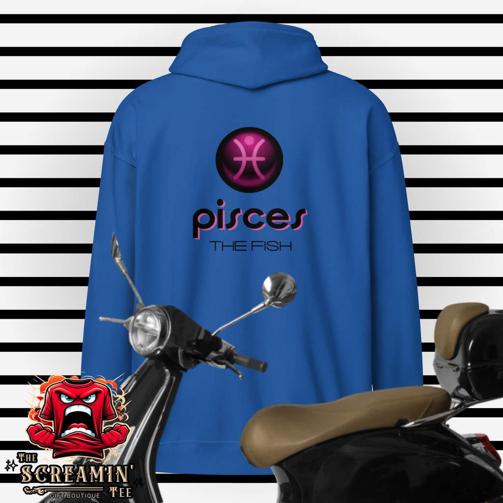 CABOCHON ZODIAC UNISEX ZIP HOODIE - PISCES - The Screamin' Tee