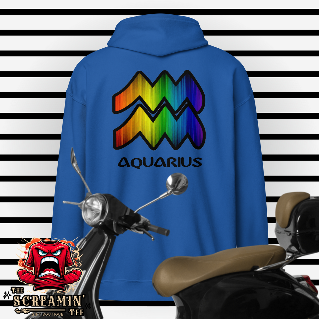 LGBTQ ZODIAC UNISEX ZIP HOODIE - AQUARIUS - The Screamin' Tee