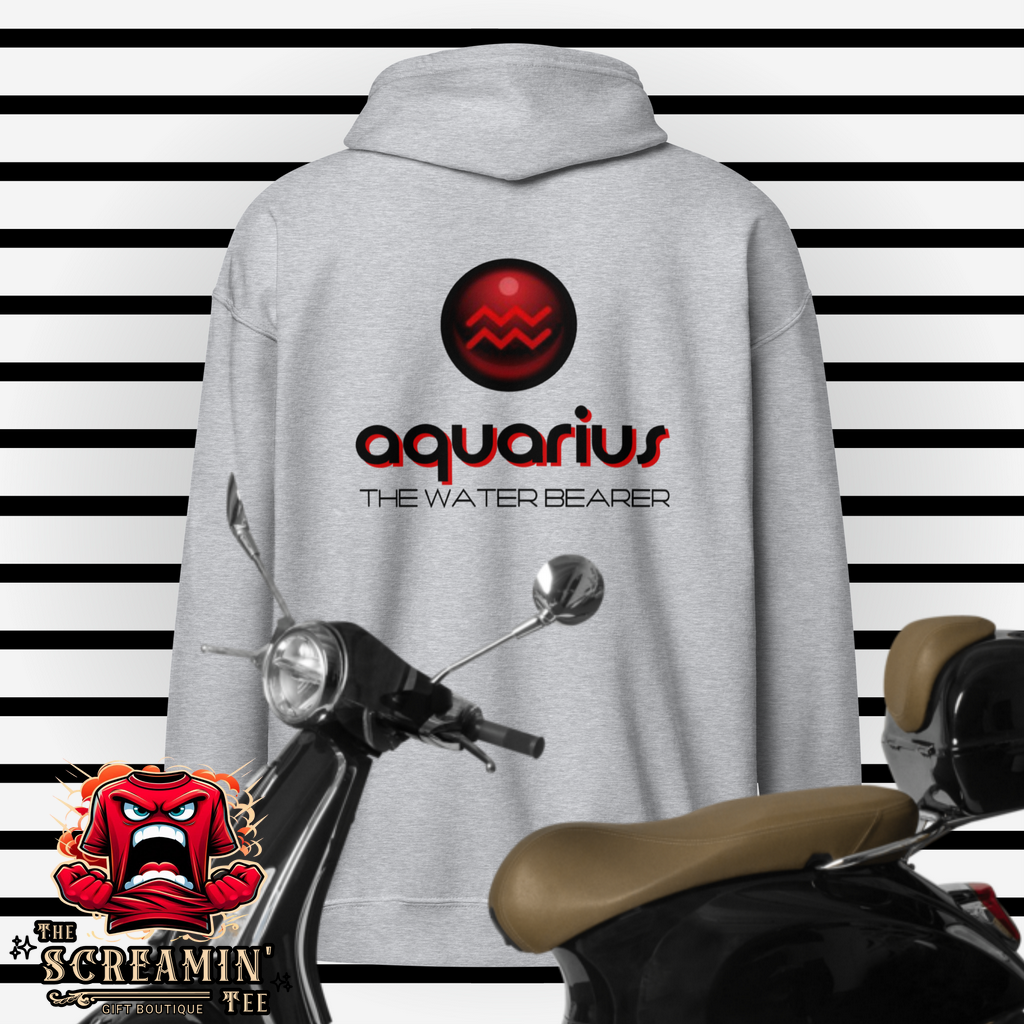 CABOCHON ZODIAC UNISEX ZIP HOODIE - AQUARIUS - The Screamin' Tee