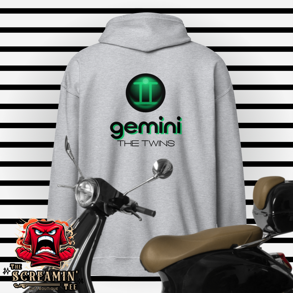 CABOCHON ZODIAC UNISEX ZIP HOODIE - GEMINI - The Screamin' Tee