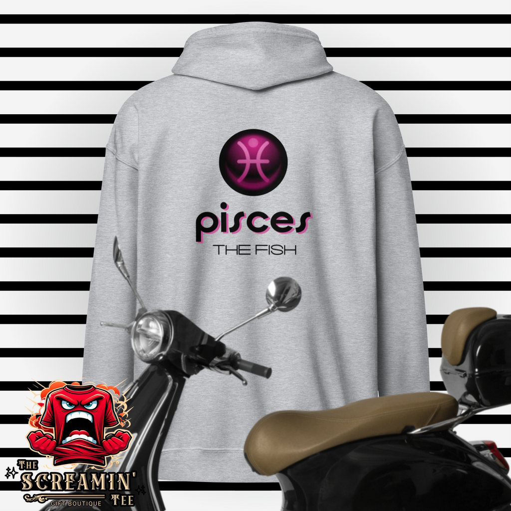 CABOCHON ZODIAC UNISEX ZIP HOODIE - PISCES - The Screamin' Tee