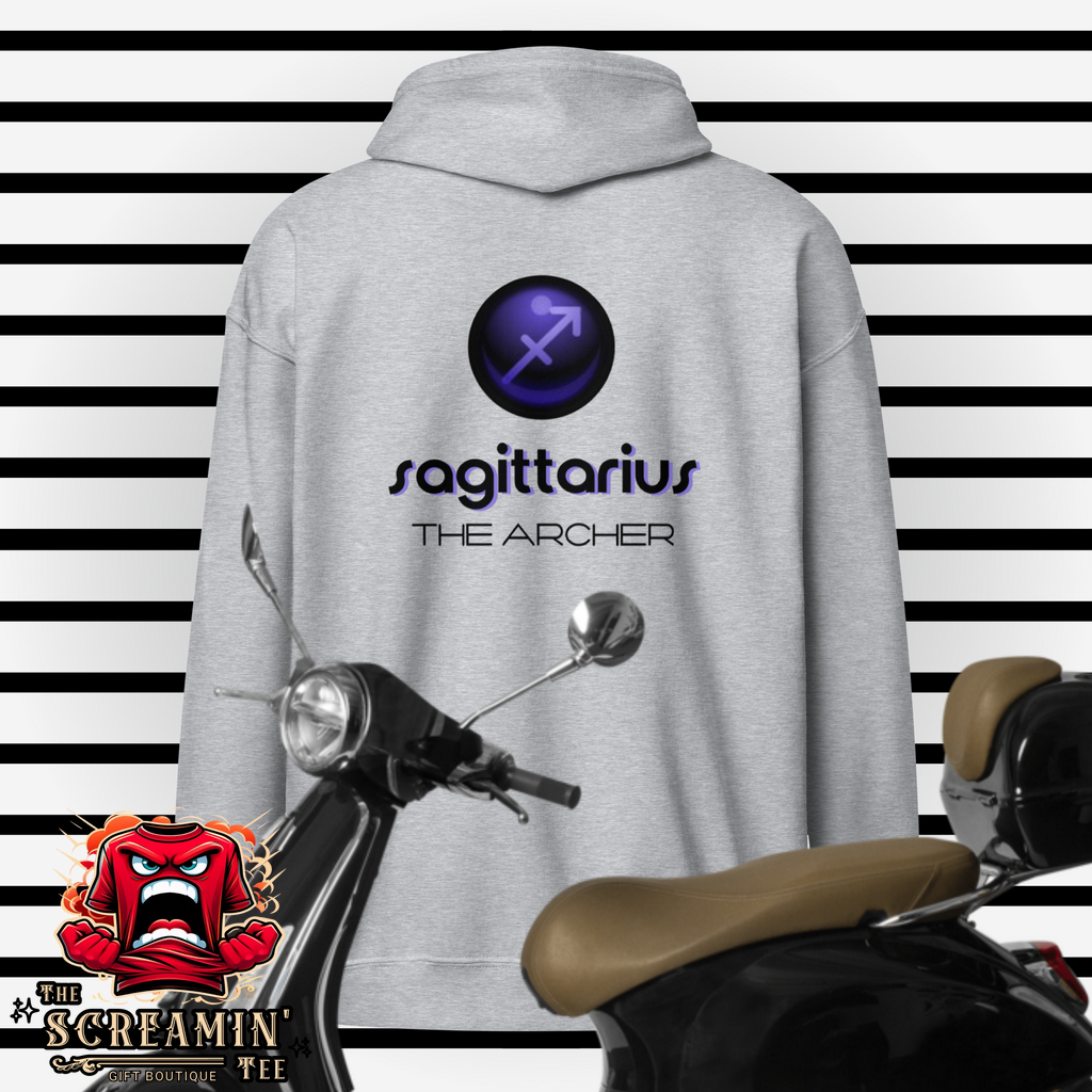 CABOCHON ZODIAC UNISEX ZIP HOODIE - SAGITTARIUS - The Screamin' Tee