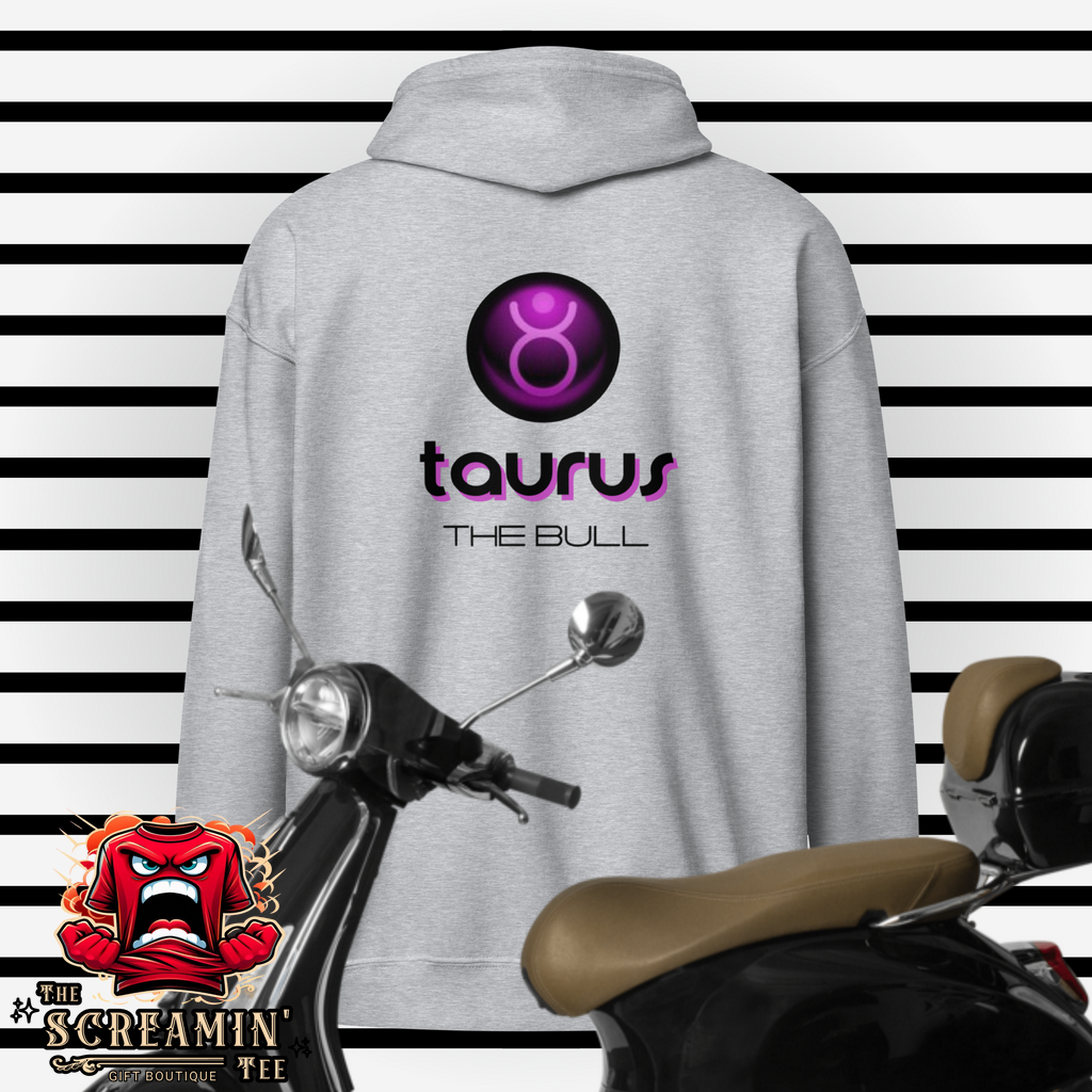 CABOCHON ZODIAC UNISEX ZIP HOODIE - TAURUS - The Screamin' Tee