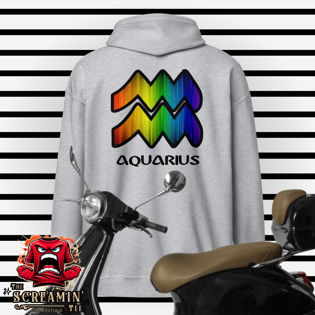 LGBTQ ZODIAC UNISEX ZIP HOODIE - AQUARIUS - The Screamin' Tee