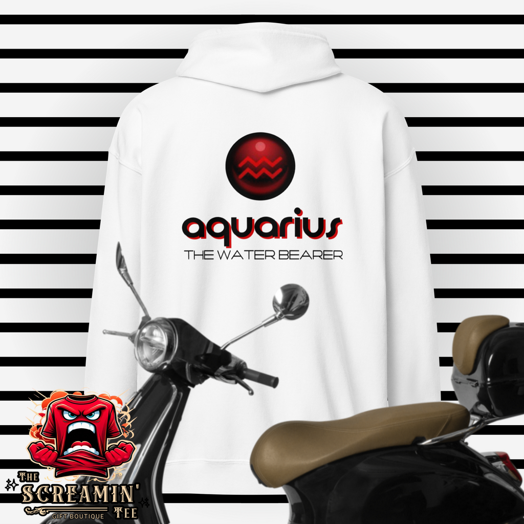 CABOCHON ZODIAC UNISEX ZIP HOODIE - AQUARIUS - The Screamin' Tee