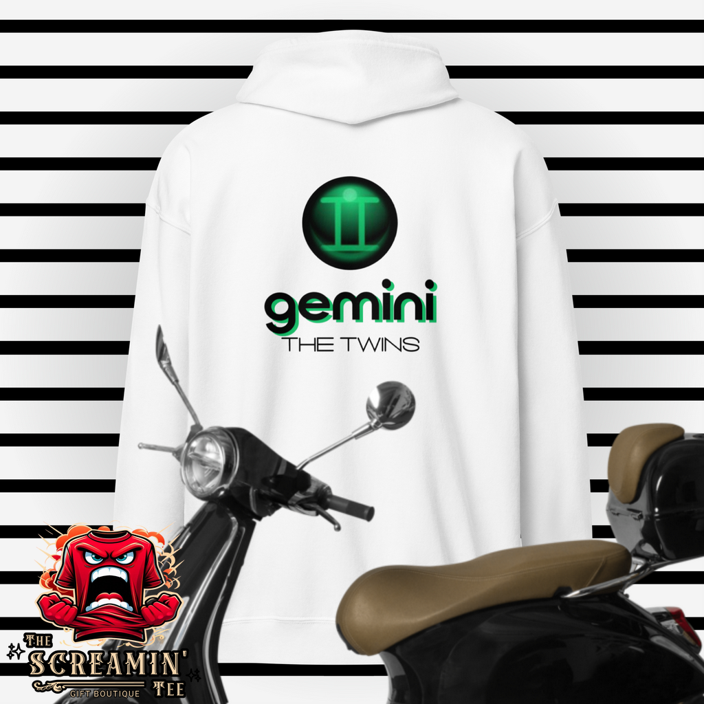 CABOCHON ZODIAC UNISEX ZIP HOODIE - GEMINI - The Screamin' Tee