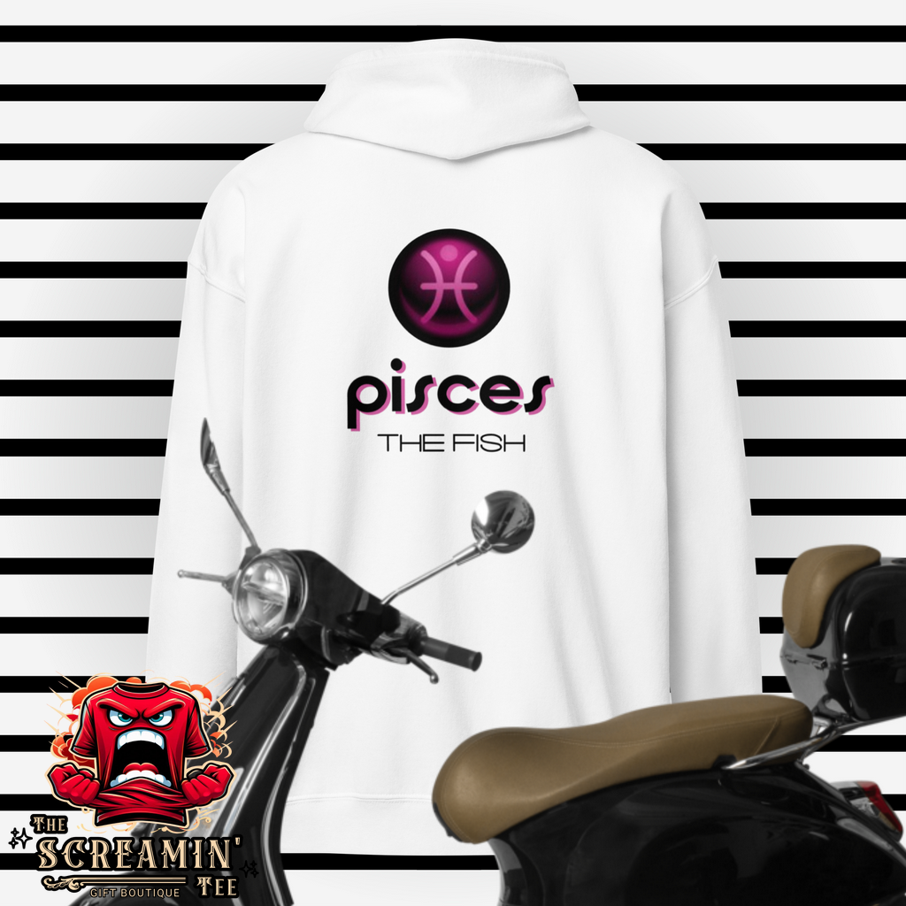 CABOCHON ZODIAC UNISEX ZIP HOODIE - PISCES - The Screamin' Tee